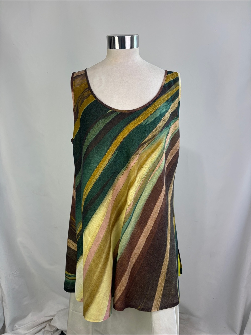 SHAMASK GREEN MUSTARD STRIPED TANK
